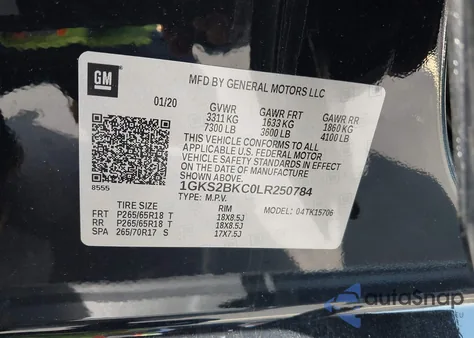 2020 GMC Yukon 4Wd Slt z USA, uszkodzony, nr VIN 1GKS2BKC0LR250784